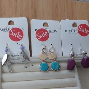 Lot Of 3 Pair Northern Reflections nickel-free Dangle Earrings